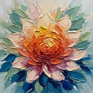 Cœur Radiant De Braises : Une Étude Monumentale En Impasto D'expansion Florale — Christian Noiret, Abstraction Contemporaine