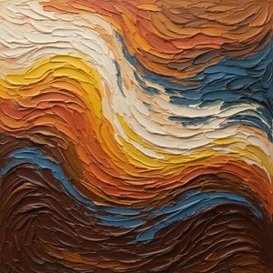 Earthen Strata In Motion: A Sculptural Study Of Rhythmic Ochre And Slate Waves — David Moreau, Plaster & Texture Art