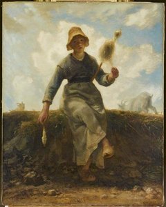 La Fileuse, Chevrière Auvergnate — Jean-françois Millet, Barbizon School