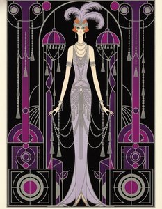 Magenta Plumage And Silver Beaded Geometry — Valentin Laurent De Courcey, Art Deco