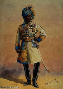 Hon Major-general H.h. Maharaja Sir Pratap Singh — Alfred Crowdy Lovett, Academic Watercolor Painting