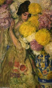 Entre flores (also known as Valenciana y crisantemos)
