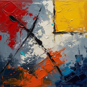 Fragmented Equilibrium: A Monumental Study Of Crimson Tension And Structural Chaos — Christian Noiret, Abstract Expressionism