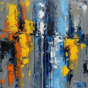 Monumental Descent Of Radiant Amber And Slate In Sculptural Impasto Relief — Christian Noiret, Contemporary Abstract