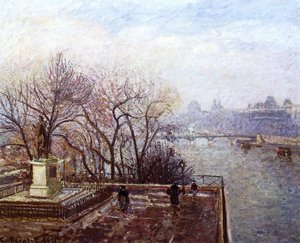 The Louvre, Morning, Mist — Camille Pissarro, Impressionist Style
