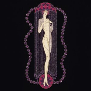 Magenta Mosaic Headdress And Beaded Fringe Over Cream Silhouette — Valentin Laurent De Courcey, Art Deco