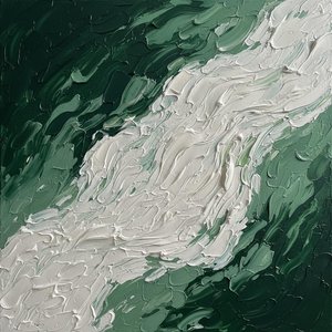 Ethereal Flow Of Verdant Shadows In Sculptural White Impasto Relief — David Moreau, Contemporary Abstract