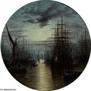 A moonlit harbour