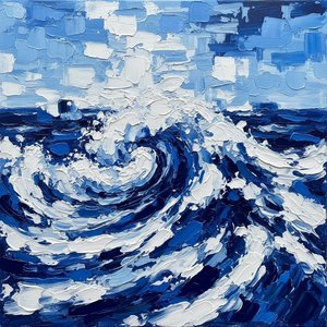 Eternal Surge: A Monumental Study Of Cobalt Tides And Sculptural Sea Foam — Christian Noiret, Contemporary Abstract Painting