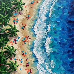 Emerald Shoreline Symphony: A Sculptural Study Of Rhythmic Tides And Coastal Light — Christian Noiret, Contemporary Abstract Painting