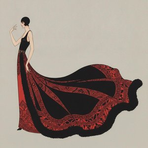 Crimson Filigree And Black Faux Fur In Motion — Valentin Laurent De Courcey, Art Deco