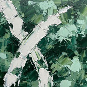 Fragmented Verdant Echoes In A Monumental Gesture Of White Impasto Chaos