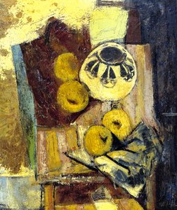 Cubist Still LIfe with Ceramic Bowl and Apples