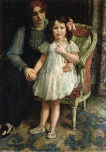 Portrait Of Madame Goldner=max And Her Daughter Juliette — Theo Van Rysselberghe, Post-impressionism