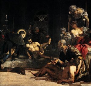 St Roch In The Hospital (detail) — Τιντέρετο, Baroque