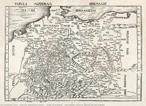 [map Of Poland – Germany] Tabula Moderna Germanie — Martin Waldseemüller, Renaissance