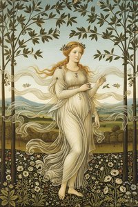The Zephyr’s Veil: An Ode To Primordial Grace — Jacques Villedieu, Early Renaissance (florentine)