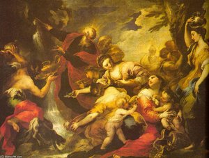 Moses Striking The Rock — Valerio Castello, Baroque Painting