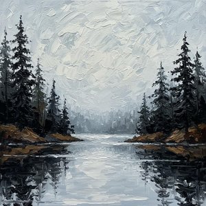 Silent Monoliths in Slate Mist: A Singular Study of Serene Winter Solitude