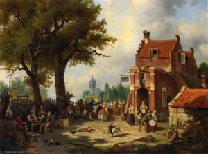 Festivities Outside The Inn — Jacques François Carabain