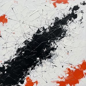 Fractured Equilibrium: The Visceral Intersection Of Black Impasto And Radiant Orange Embers