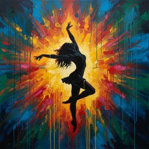 Ephemeral Ascent: A Silhouette Caught Within A Spectrum Of Radiant Chaos — Christian Noiret, Contemporary Abstract Painting