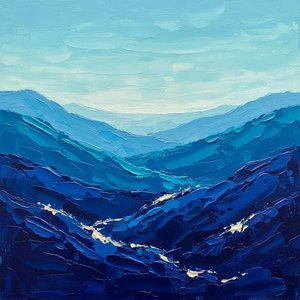 Creste Monolitiche Indaco: Uno Studio Meditativo Di Ombre E Luci Alpine Scultoree — Christian Noiret, Astrattismo Contemporaneo