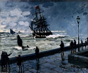 The Jetty At Le Havre, Bad Weather — Клод Моне, Impressionist Landscape