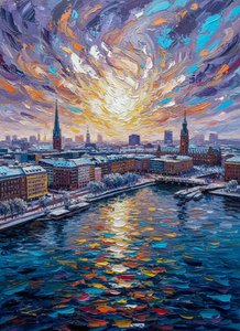 Luminous Transition: The Gilded Quay — Étienne Leroy, Expressionism