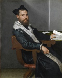 Portrait Of A Doctor In Law (the Magistrate) — Giovanni Battista Moroni, Mannerism