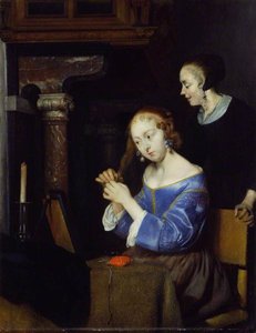 A Lady Dressing Her Hair