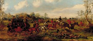 A Hunt In Full Cry Crossing The Path Of A Coach — Samuel Henry Gordon Alken, Romanticism