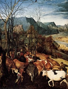 The Return Of The Herd [detail] — Pieter Bruegel The Elder, Northern Renaissance Landscape