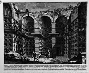 The Roman antiquities, t. 3, Plate XXVI. View in perspective of a previous goal of the burial chamber (Drawing by Antonio Buonamici, inc. By Girolamo Rossi).