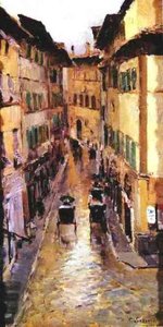 A Florence Street In The Rain. — Konstantin Alekseyeviç Korovin, Russian Impressionism
