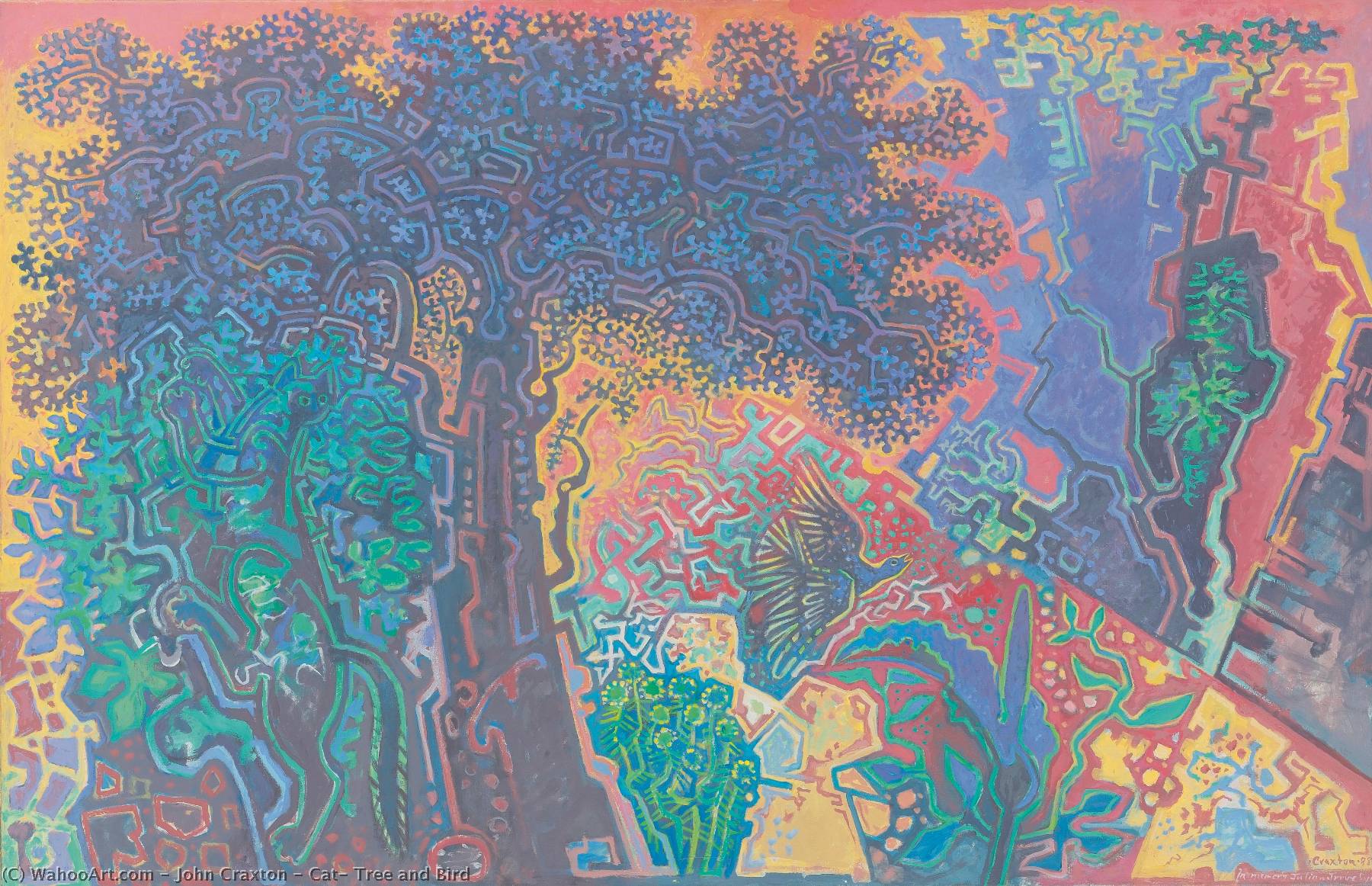 Cat, Tree And Bird — John Craxton