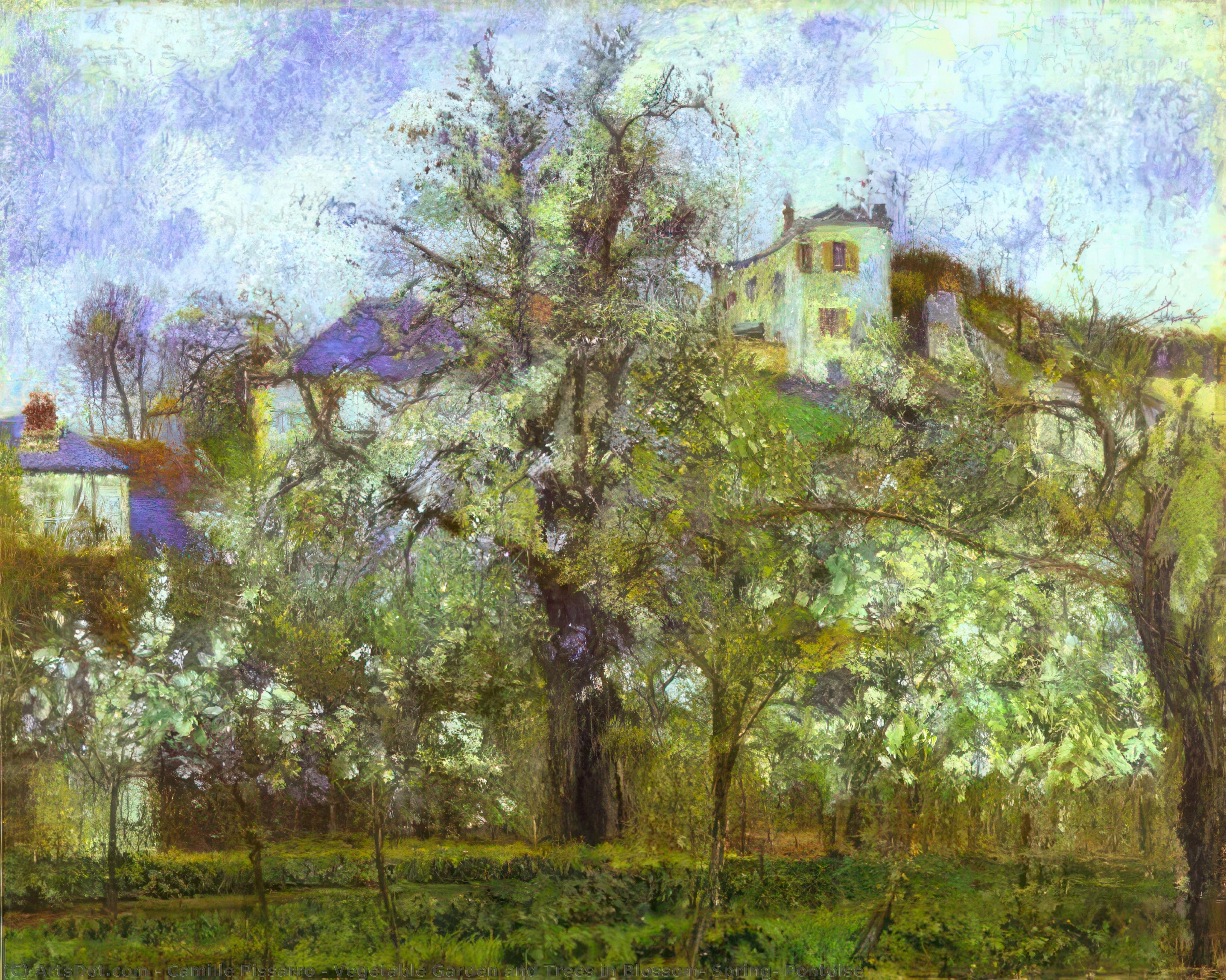 Vegetable Garden And Trees In Blossom, Spring, Pontoise — Camille Pissarro