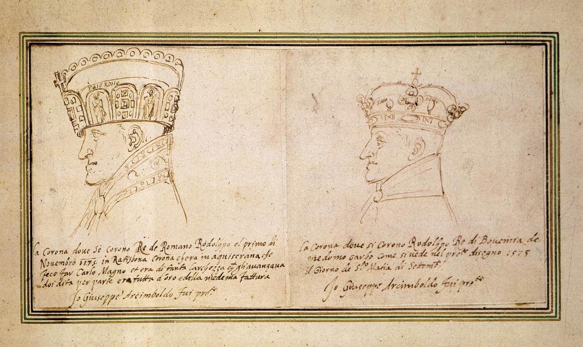 Zwei Porträts Von Rudolf Ii. Mit Krone — Giuseppe Arcimboldo
