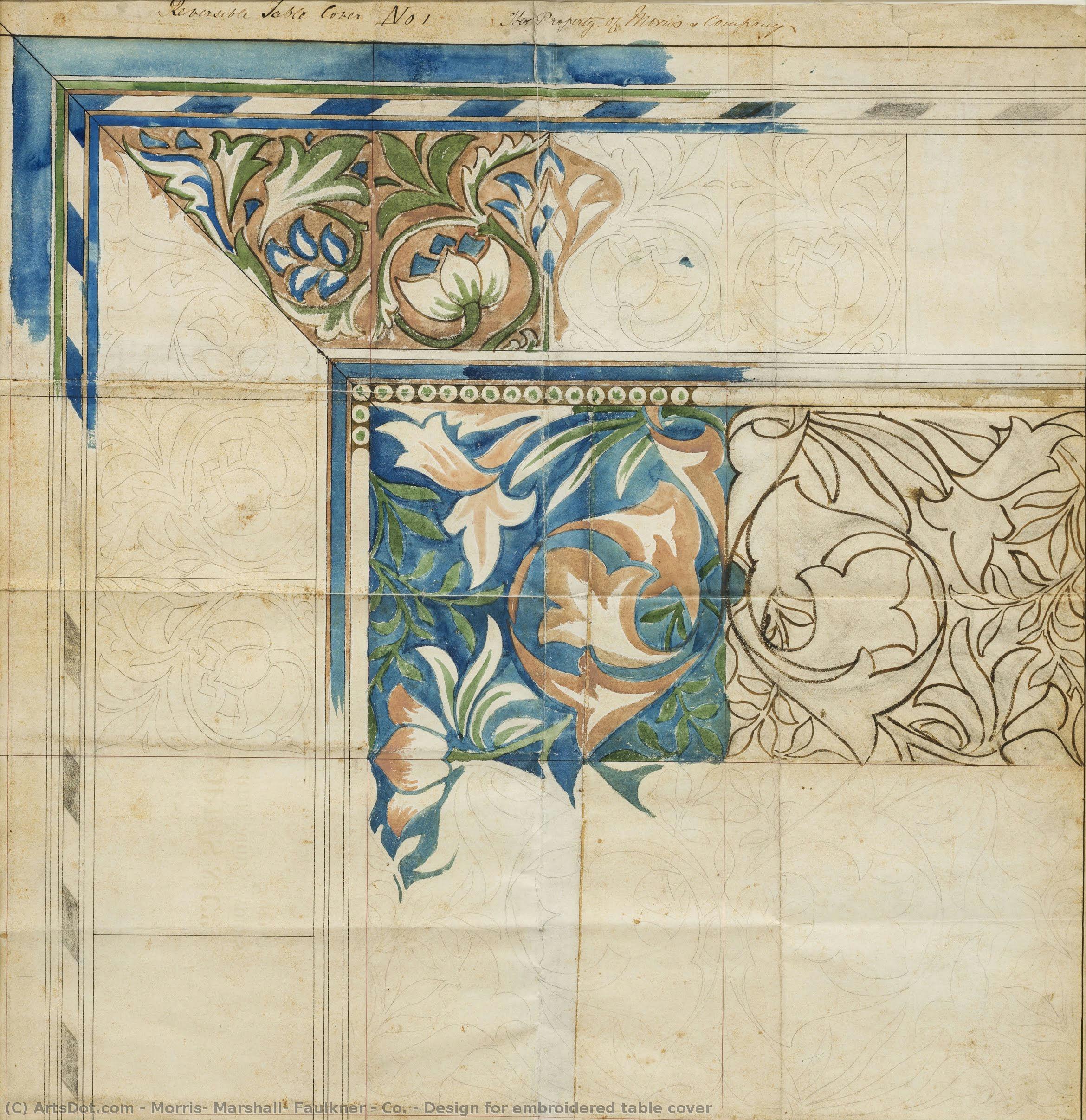 Design For Embroidered Table Cover — Morris, Marshall, Faulkner & Co.