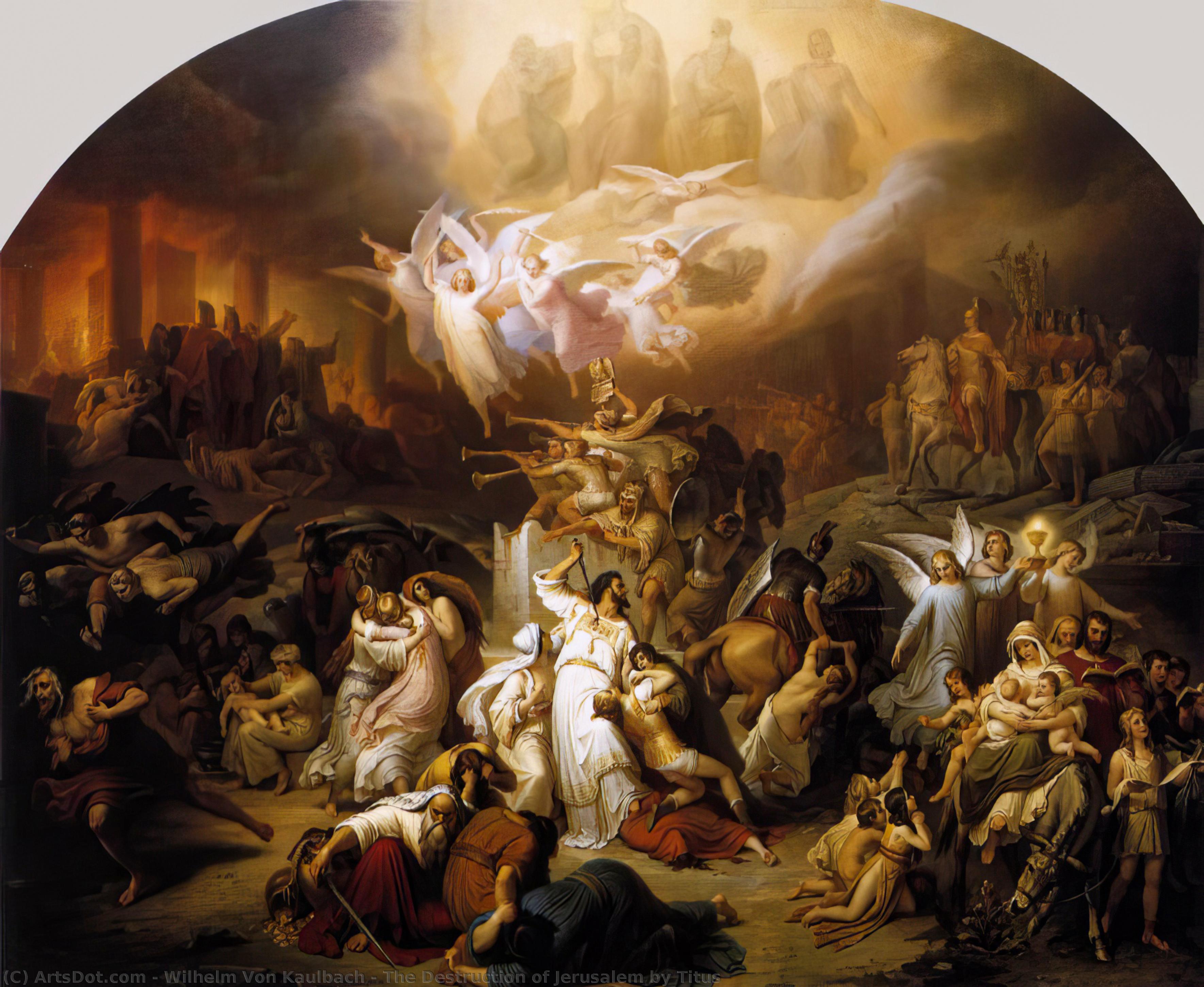 Wilhelm Von Kaulbach 585 X 705 Cm תִּהְרוֹג יֶרָשַׁלִם בְּטִיטוֹס Classical, Baroque Art, Romanticism Oil On Canvas Romanticism, Baroque Dramatic Composition, Divine Figures, Chaos, Divine Light Romantic/baroque Destruction Of Jerusalem, Biblical — Wilhelm Von Kaulbach