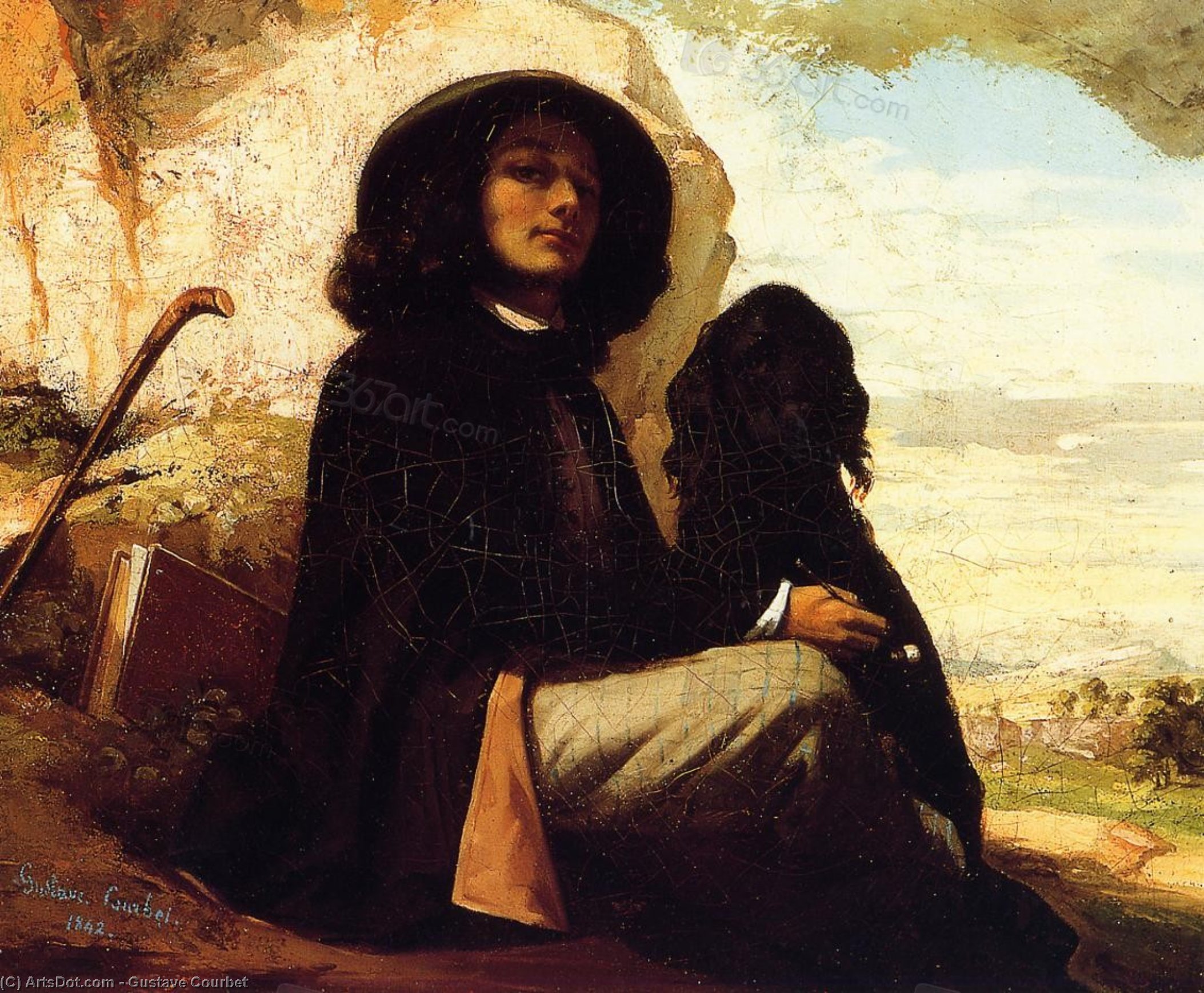 Self Portrait With A Black Dog — Gustave Courbet