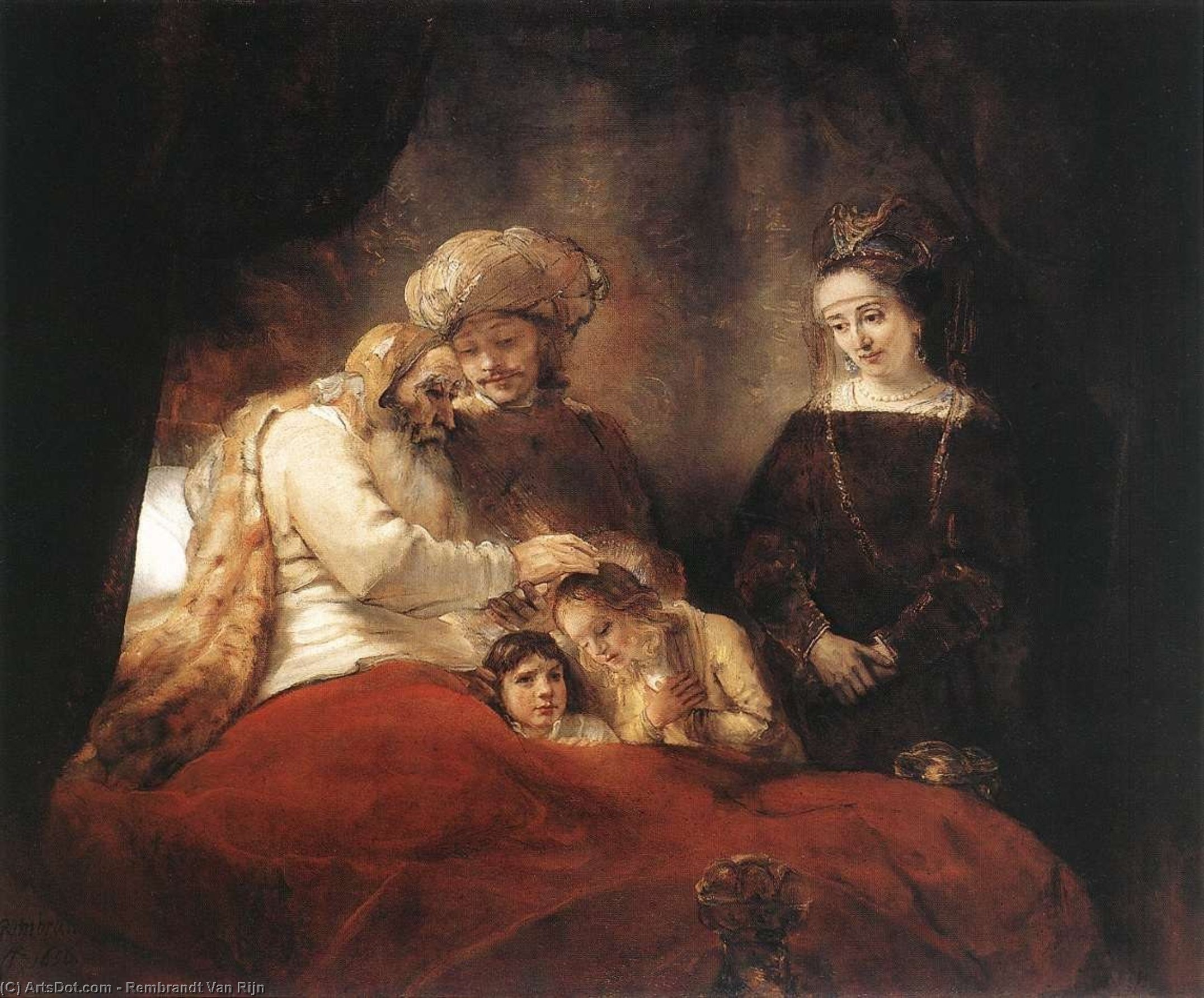Jacob Blessing De Zonen Van Jozef — Rembrandt Van Rijn