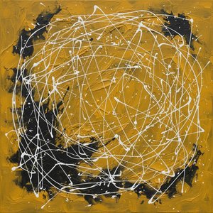 Celestial Kineticism: An Expansive Halo Of Ochre, Shadow, And White Impasto