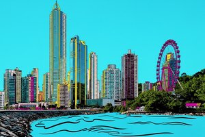 Cyan Skyline: A Geometric Serenade