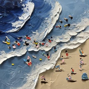 Ephemeral Tides Of Azure And Sand: A Sculptural Study In Kinetic Motion — David Moreau