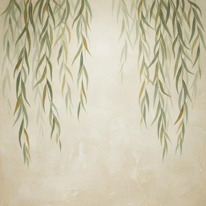 Ethereal Willow Descent In Sage And Ochre, A Singular Meditative Masterpiece — Laurent Roche