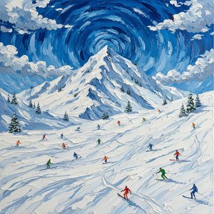 Celestial Vortex Over The Monolithic Peak: A Singular Impasto Masterpiece — David Moreau