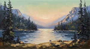 Luminous Serenity: An Eternal Reflection Of Gold Upon Silent Mountain Waters