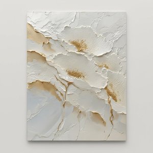 Gilded Petals In Relief: A Monumental Study Of Serene Organic Forms