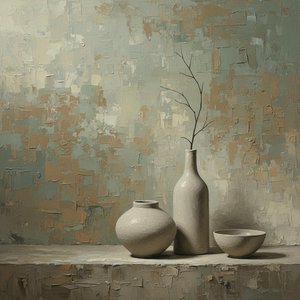 Silent Echoes Of Earthly Vessels In A Meditative Monochromatic Still Life